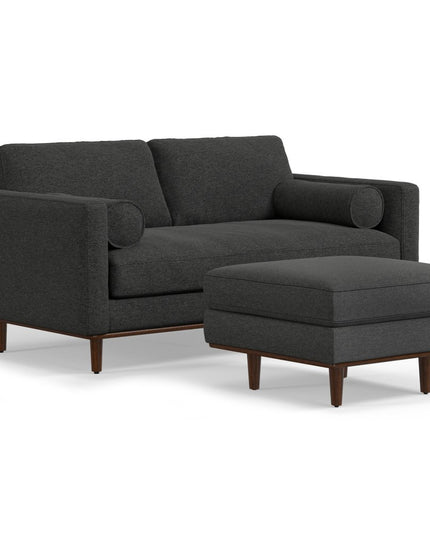 72" Gray Fabric Sofa With Ottoman With Brown Legs