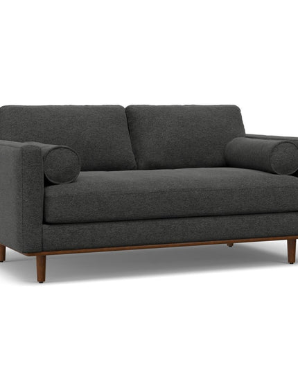 72" Gray Fabric Sofa With Ottoman With Brown Legs