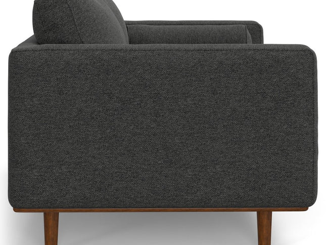 72" Gray Fabric Sofa With Ottoman With Brown Legs