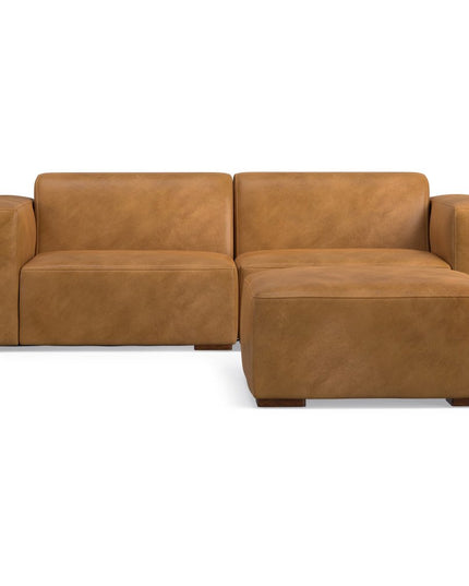88" Sienna Leather Sofa With Ottoman With Brown Legs