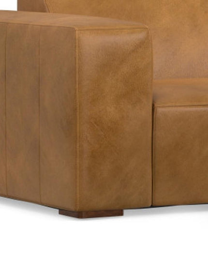 88" Sienna Leather Sofa With Ottoman With Brown Legs