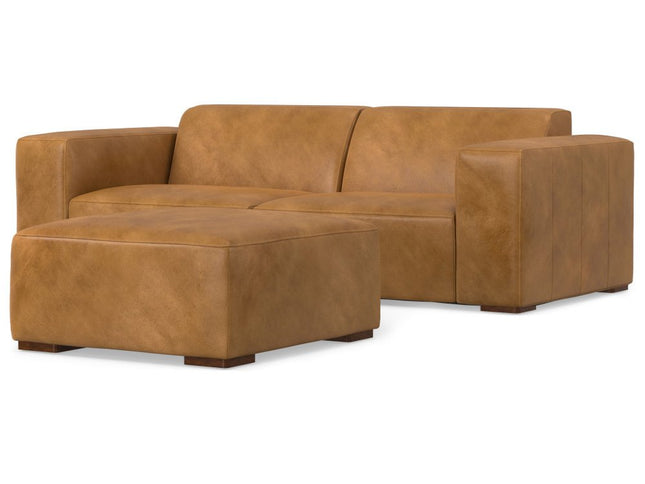 88" Sienna Leather Sofa With Ottoman With Brown Legs