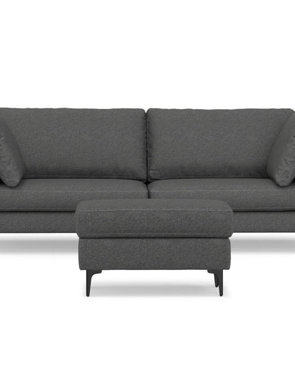 90" Gray Fabric Sofa With Ottoman With Black Legs