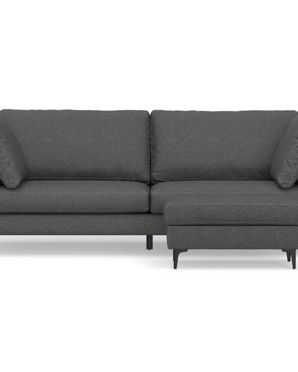 90" Gray Fabric Sofa With Ottoman With Black Legs