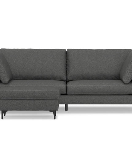 90" Gray Fabric Sofa With Ottoman With Black Legs