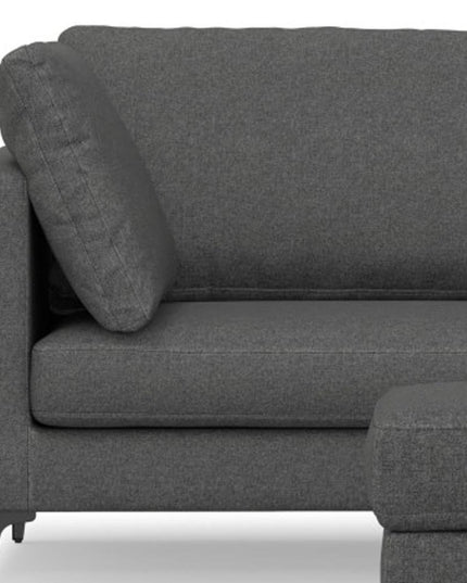 90" Gray Fabric Sofa With Ottoman With Black Legs