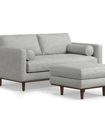 72" Gray Fabric Sofa With Ottoman With Brown Legs