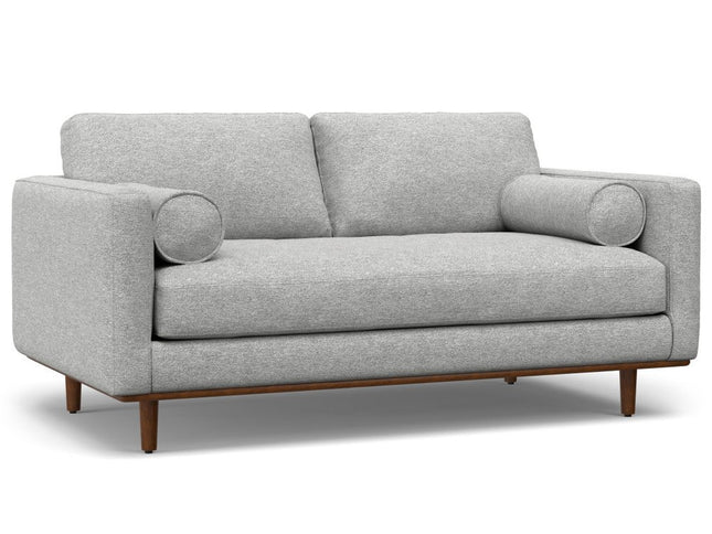 72" Gray Fabric Sofa With Ottoman With Brown Legs