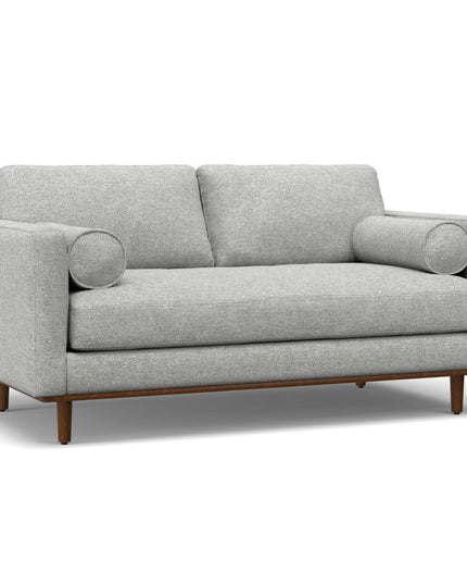 72" Gray Fabric Sofa With Ottoman With Brown Legs