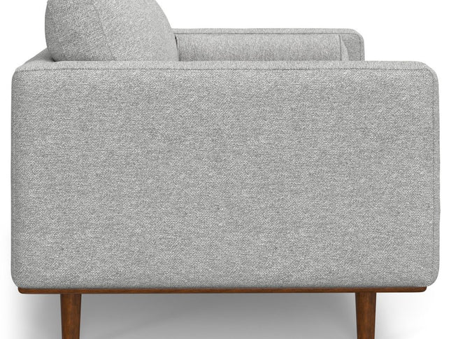 72" Gray Fabric Sofa With Ottoman With Brown Legs