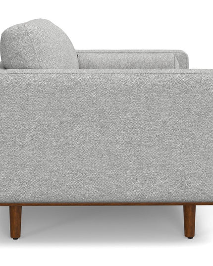 72" Gray Fabric Sofa With Ottoman With Brown Legs