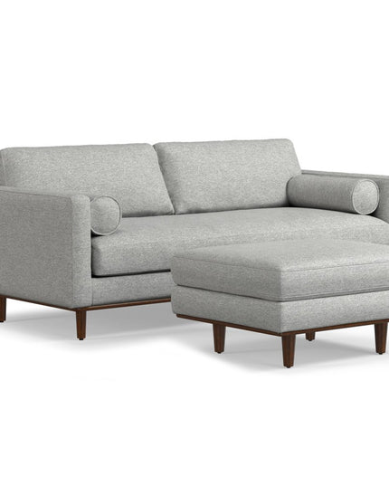 89" Gray Fabric Sofa With Ottoman With Brown Legs