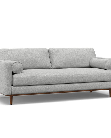 89" Gray Fabric Sofa With Ottoman With Brown Legs
