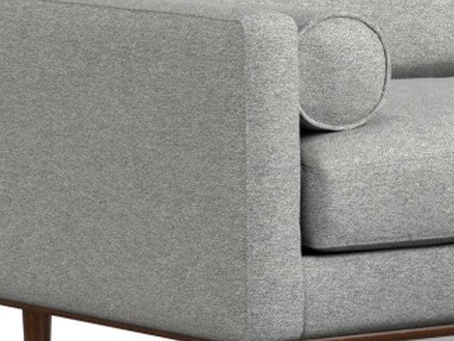 89" Gray Fabric Sofa With Ottoman With Brown Legs