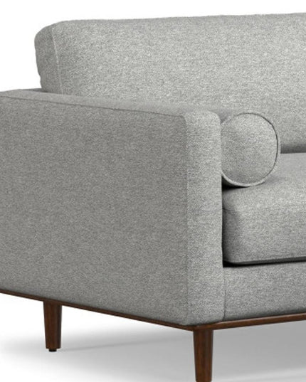 89" Gray Fabric Sofa With Ottoman With Brown Legs