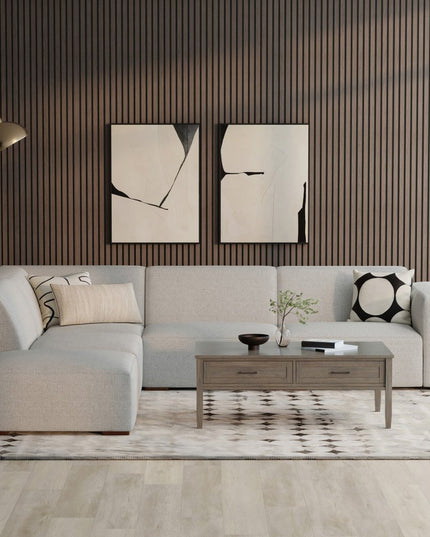 116" Gray Fabric Sofa With Ottoman With Brown Legs