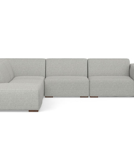 116" Gray Fabric Sofa With Ottoman With Brown Legs