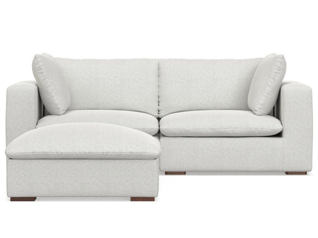 88" Gray Fabric Sofa With Ottoman With Brown Legs
