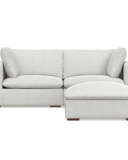 88" Gray Fabric Sofa With Ottoman With Brown Legs