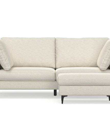 76" Cream Fabric Sofa With Ottoman With Black Legs