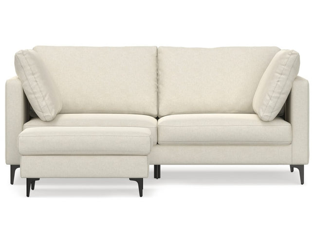 76" Cream Fabric Sofa With Ottoman With Black Legs