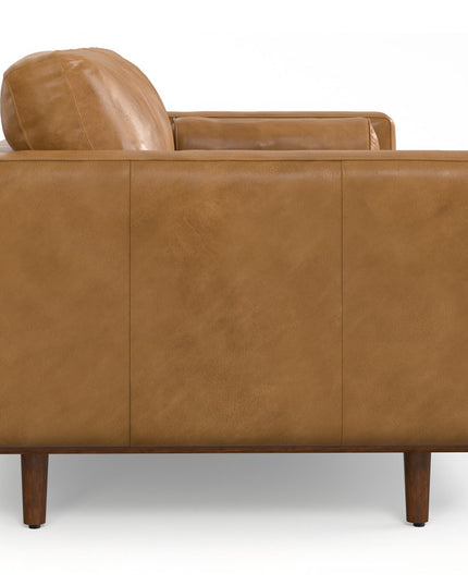 89" Sienna Leather Sofa With Ottoman With Brown Legs