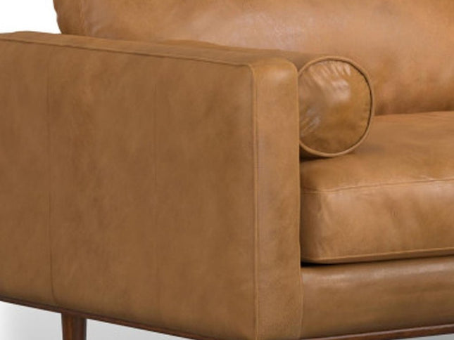 89" Sienna Leather Sofa With Ottoman With Brown Legs