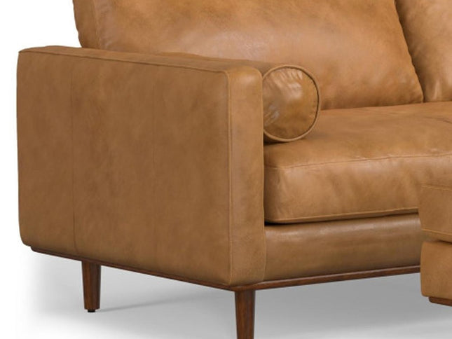 89" Sienna Leather Sofa With Ottoman With Brown Legs