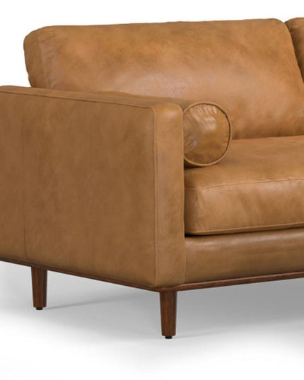 89" Sienna Leather Sofa With Ottoman With Brown Legs