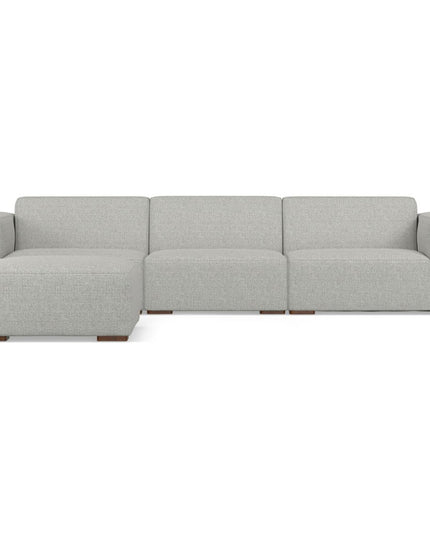 122" Gray Fabric Sofa With Ottoman With Brown Legs
