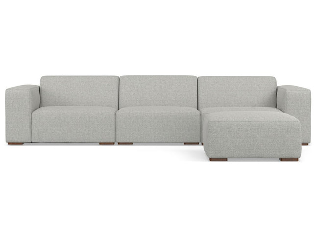 122" Gray Fabric Sofa With Ottoman With Brown Legs