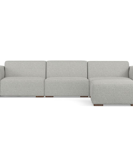122" Gray Fabric Sofa With Ottoman With Brown Legs