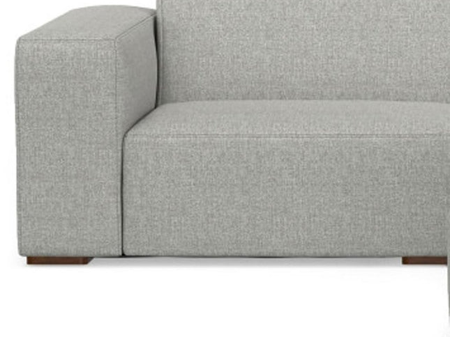 122" Gray Fabric Sofa With Ottoman With Brown Legs