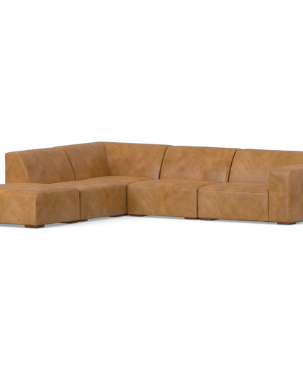 116" Sienna Leather Sofa With Ottoman With Brown Legs