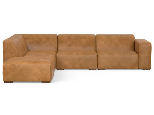 116" Sienna Leather Sofa With Ottoman With Brown Legs