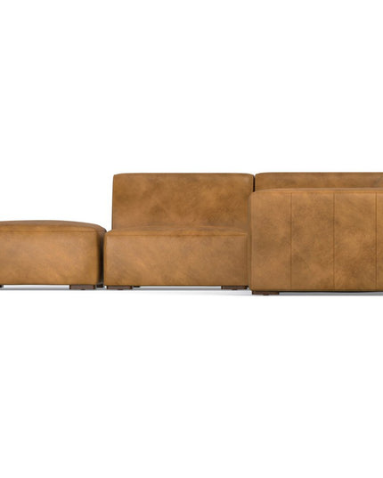 116" Sienna Leather Sofa With Ottoman With Brown Legs