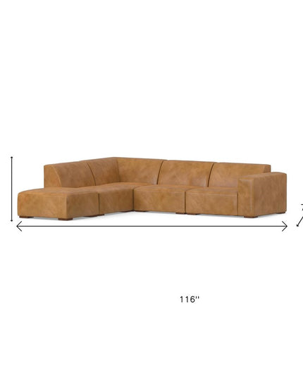 116" Sienna Leather Sofa With Ottoman With Brown Legs