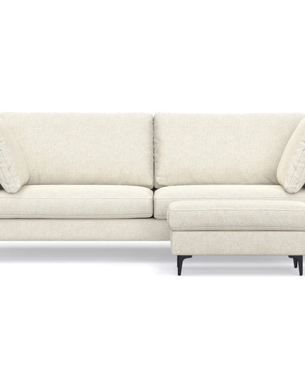 90" Cream Fabric Sofa With Ottoman With Black Legs