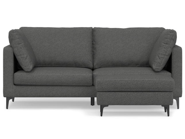 76" Gray Fabric Sofa With Ottoman With Black Legs