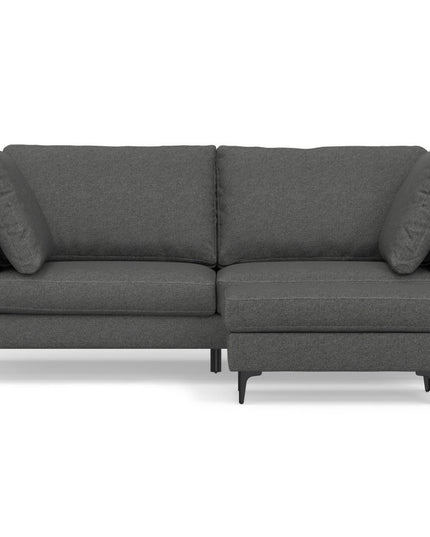 76" Gray Fabric Sofa With Ottoman With Black Legs