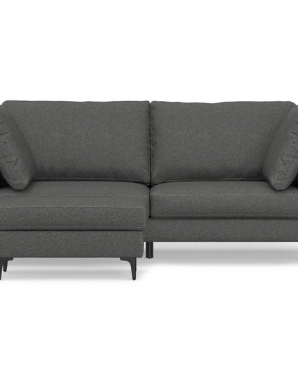 76" Gray Fabric Sofa With Ottoman With Black Legs
