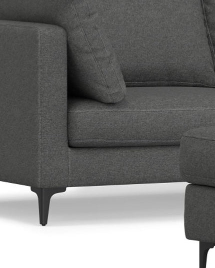 76" Gray Fabric Sofa With Ottoman With Black Legs