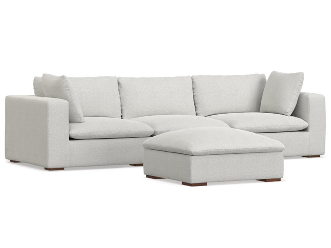 125" Gray Fabric Sofa With Ottoman With Brown Legs