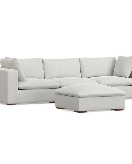 125" Gray Fabric Sofa With Ottoman With Brown Legs