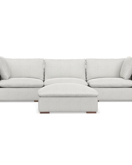 125" Gray Fabric Sofa With Ottoman With Brown Legs