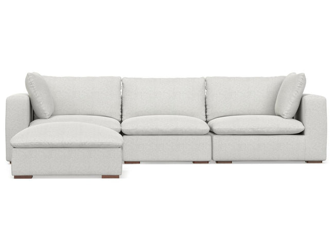 125" Gray Fabric Sofa With Ottoman With Brown Legs
