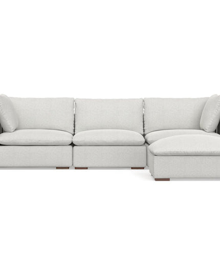 125" Gray Fabric Sofa With Ottoman With Brown Legs
