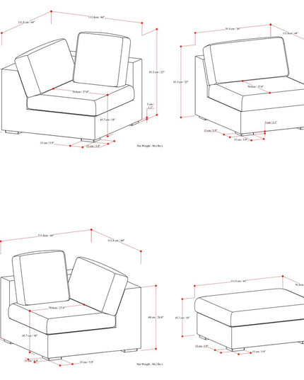125" Gray Fabric Sofa With Ottoman With Brown Legs