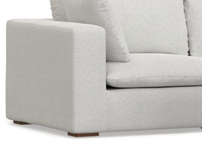 125" Gray Fabric Sofa With Ottoman With Brown Legs