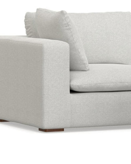 125" Gray Fabric Sofa With Ottoman With Brown Legs